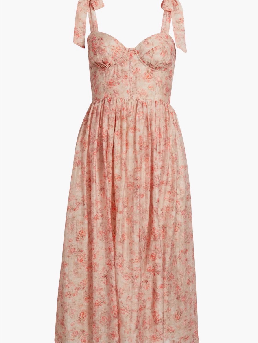 Lulu's Blush Pink Floral Tie-Shoulder Maxi Dress